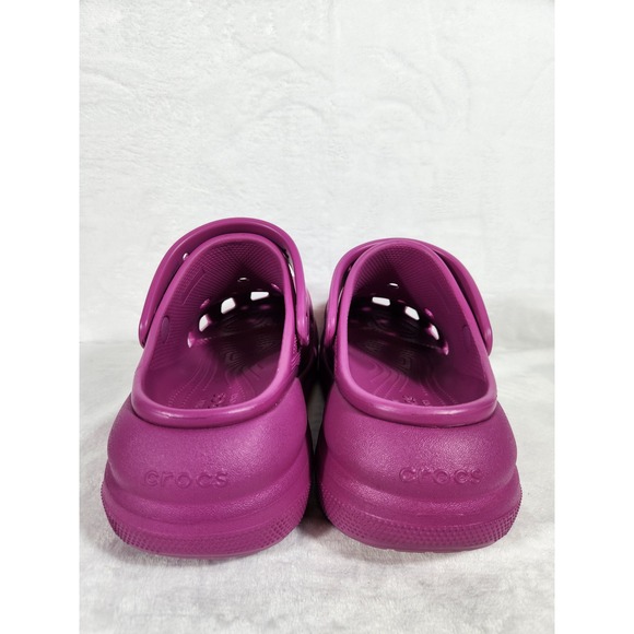Crocs Classic Crush Women's Size 9 Pink Fuchsia Platform Clog Men's 7 Like New - Picture 9 of 14